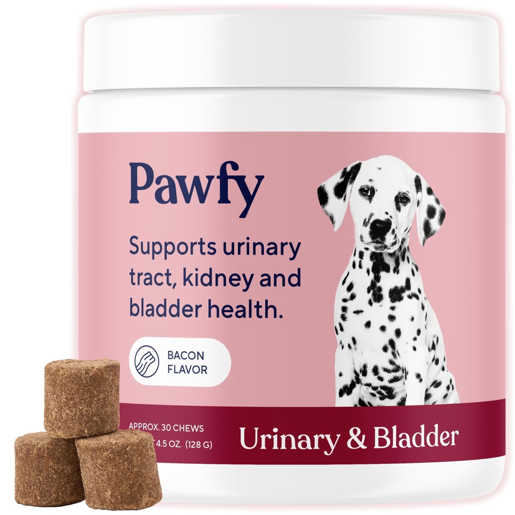 Pawfy Dog UTI Supplement Equipment 124; Żurawina & D- Mannose dla Traktu moczowego & Bladder Health 124; Idealny dla Senior Dogs Equipment 124; Urynary Tract Infection Control Equipment 124; Witaminy psów i suplementy - 30 Chews