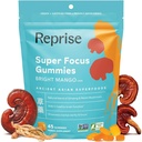 Focus Gummies dla dorosłych 124; American & Korean Ginseng z Reishi Mushroom ekstrakty 124; All Natural Gummies for Focus, Mood, and Energy 124; Mango Flavored 124; 45 Count