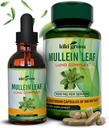 KIKI Green Mullein Kapsułki i płynne krople Bundle - Mullein Leaf Extract Supplements, 90 Kapsułki + 2 fl oz - do wspomagania układu oddechowego i odporności, Better Lung Function, Lung Cleanse & Relief