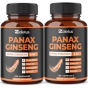 Zolotus Koreański czerwony Panax Ginseng + Ginkgo Biloba, Ashwagandha, Buraki, Zielona herbata - 120 Kapsułek (Opakowanie 2)