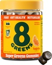8Zielone Fiber Super Zielone Gummies 124; Fiber, Gut Health, Metabolizm. Digestive Health, Boost Immune System & Digestive Health z 8 Prawdziwych Zielonych - Non-GMO Formuła, Gummy, Tangerine Flavor, 50 Count