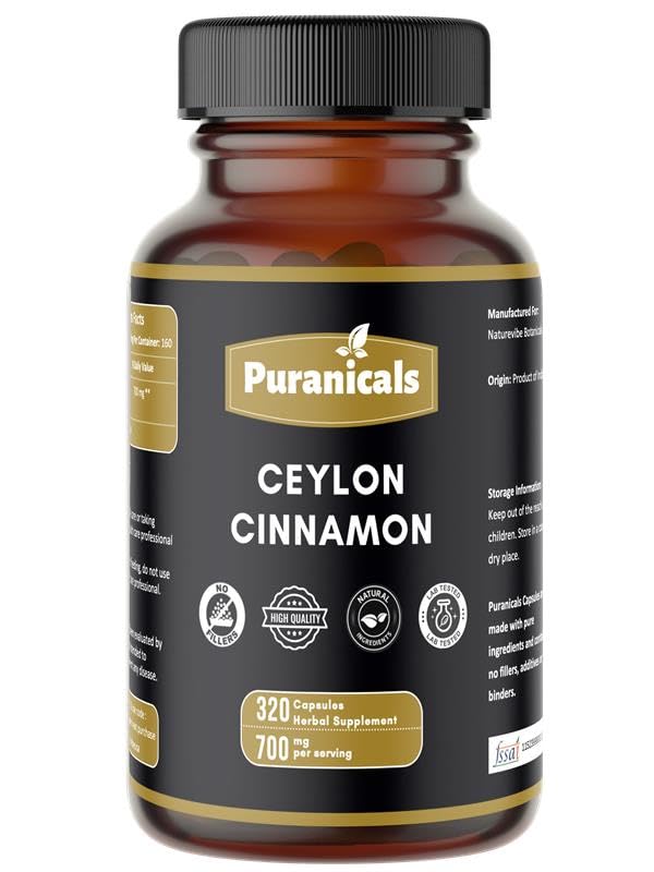 Ceylon Cynamon Premium 320 Kapsułki Nie GMO i gluten Bezpłatne 124; Suplement ziołowy 124; 700 mg Na Podawanie 124; Wykonane z 100% Czysty Ceylon Cynamon w proszku