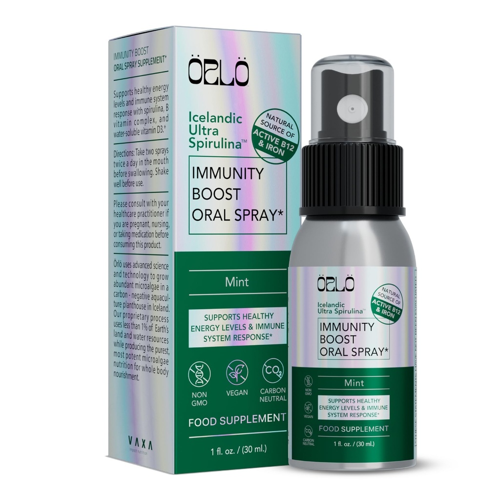 Orlo Immunity Boost Multivitamin Suplement dla dorosłych Spray - Spirulina, Bioactive witaminy B Complex, B12 Methylcobalamina, Witamina D3 - Energia, Mózg i zdrowie immunologiczne (do 60 Służenie)