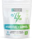 Zhou Nutrition Hydro- Fuel + Gumie - Gumie elektrolitowe do nawadniania, zaawansowane żucia z kompleksem elektrolitów i 75 mg kofeiny do czystej energii, suplement do nawadniania - 60 wegetariańskich żuć