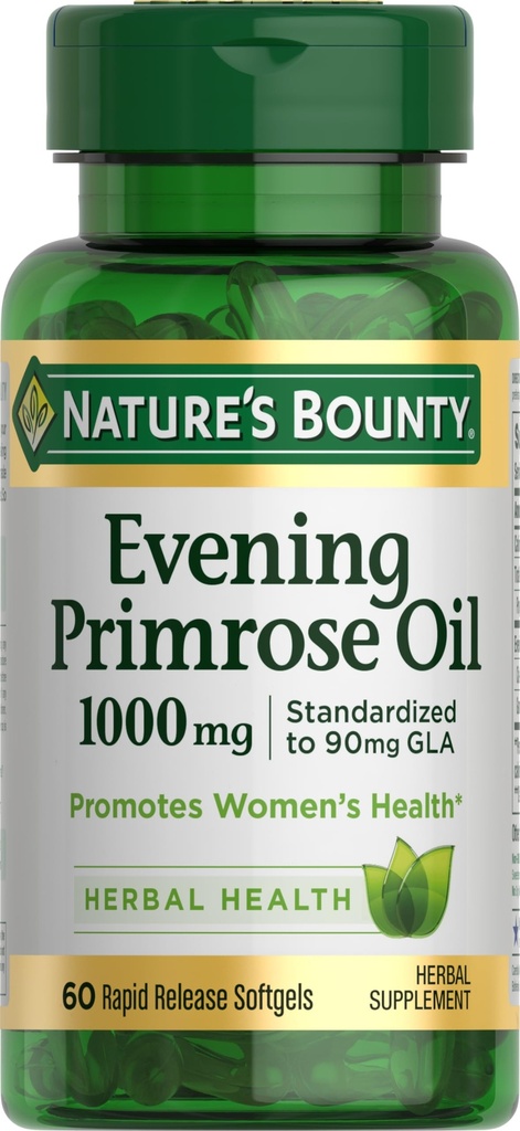 Nature 's Bounty Primrose Oil 1000mg, Promotes Women' s Health, Herbal Supplement, Gluten Free, 60 Szybkie wydanie Softgels