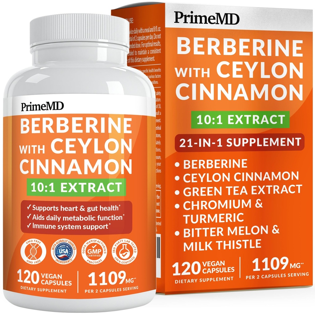 21- in-1 Suplement berberyjski z Ceylon Cynamon z Chrom, Gorzkie Melon i Green Tea Extract i Black Pepper Extract 5X dla energii i Metabolizm Wsparcie z 5279 mg (120 ct, Pack of 1)