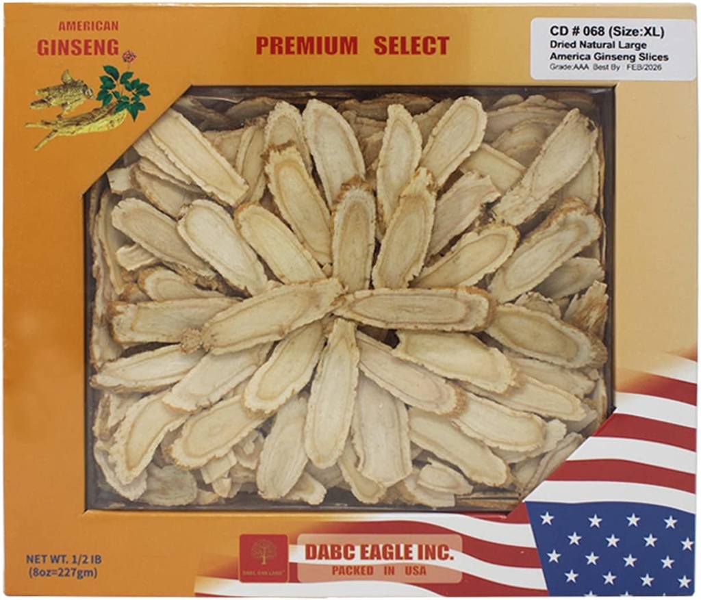 American Ginseng Slices z Wisconsin, American Wisconsin Ginseng Slices Root for Tea, Energia dla mężczyzn Kobiety zdrowie psychiczne zwiększa odporność, Gluten Free, Long Strip 1 Pudełko z 8 uncji