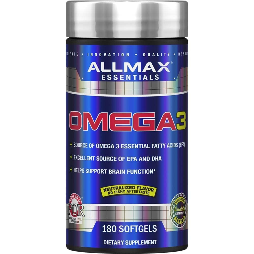 ALLMAX Nutrition Omega 3 Ultra- Czysty Cold- Water Fish Oil Concentrat, 180 Count