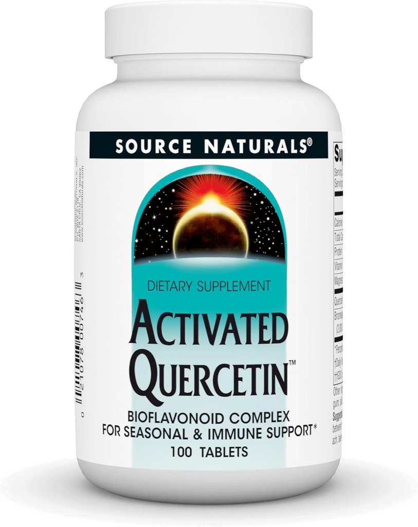 Źródło Naturals Activated Quercetin - Plant- Derived Bioflavonoid Complex - Sezonowa i immunologiczna obrona - 100 tabletek