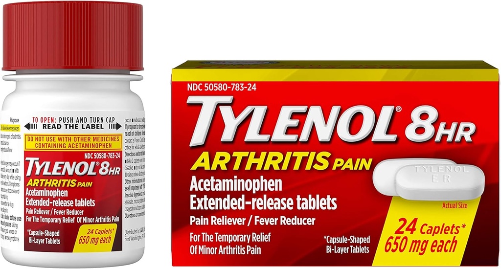 Tylenol 8-godzinny ból stawów tabletki z acetaminofenem w leczeniu bólu stawów, 24