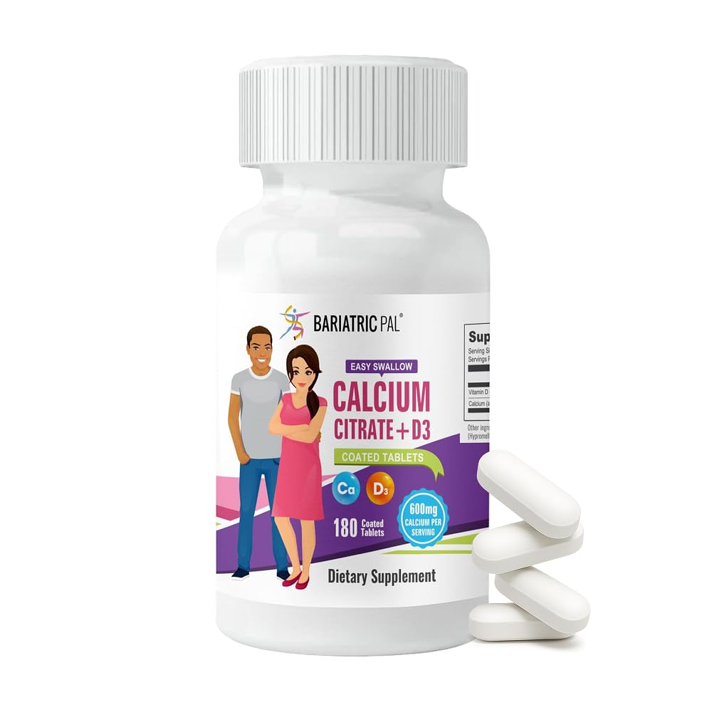 BariatricPal Easy Połknięcie Cytrynian wapnia (600mg) i D3 Tabletki powlekane (30- Day Supply)