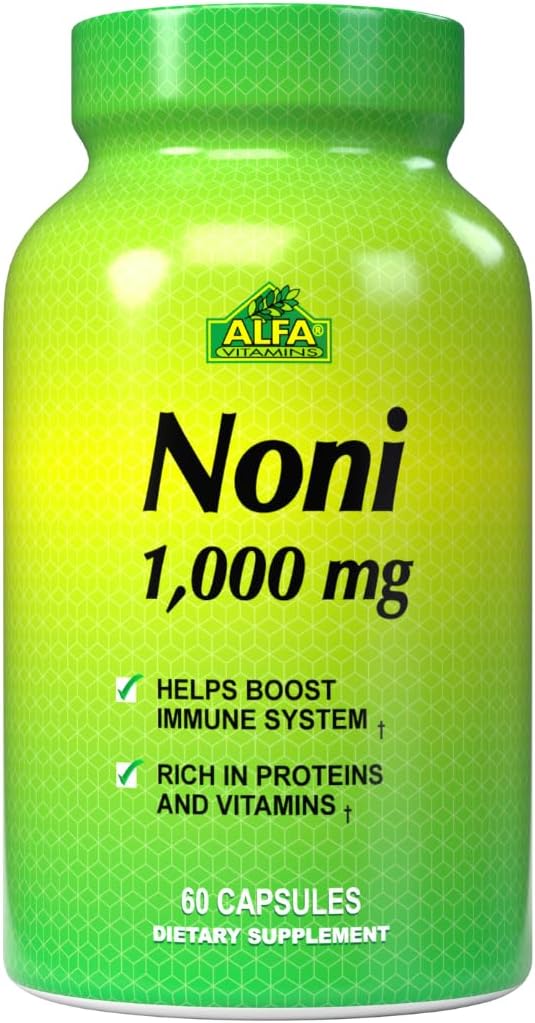 ALFA VITAMINS Noni 1000 Mg 60 Kapsułki - Tonik optymalnego funkcjonowania organizmu - Przeciwutleniacz