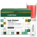 Cureveda Curveda Grow Plant Na bazie Biotin 10000 Mcg Proszek Suplement dla Unisex, Korzyści zdrowej skóry głowy i wzrost włosów, Nie dodano cukru, Naturalny Granat Flavour 150 g (Pack of 1) Grow-1