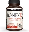 Bonex K Supplement ETAP 124; Witamina D & K Complex ETAP 124; Wspomaga Heart, Bones & Teeth Health ETAP 124; 2000IU Witamina D3 & 75mcg Witamina K2 ETAP 124; Nie-GMO ETAP 124; Małe i łatwe do połknięcia tabletki 124; 60 Day Supply Chewable