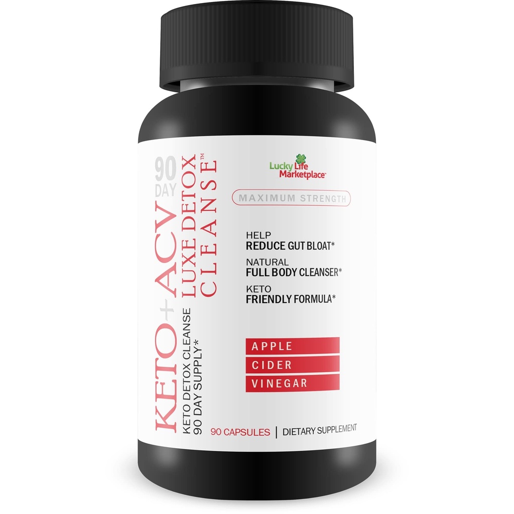 90 dzień Keto + Acv Luxe Detox Cleanse - Psyllium Keto Detox Cleanse 90 Day Supply - Pomoc Reduce Gut Bloat & Rozmiar brzucha - Full Body Cleanser - Premium Keto Acv Luxe Cleanse Keto Lux