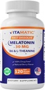 Melatonina witamatyczna 30 mg - z B6 i L- Theanina - 120 tabletek szybko rozpuszczających z naturalnym zapachem jagody (2 tabletki dawka = Melatonina 60 mg) (120 liczenie (opakowanie po 1))