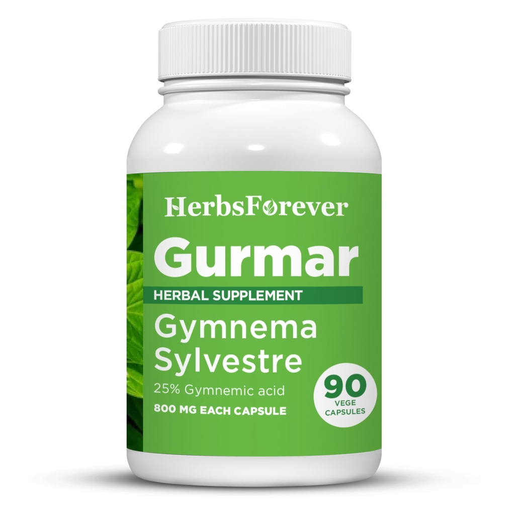 Herbsforever Gurmar kapsułki 124; Gymnema Sylvestre Extract 7: 1 wegańskie kapsułki 124; Ayurvedic Herbal Supplement Supplement 124; Wspomaga zdrowe metabolizmu cukru & Wellness