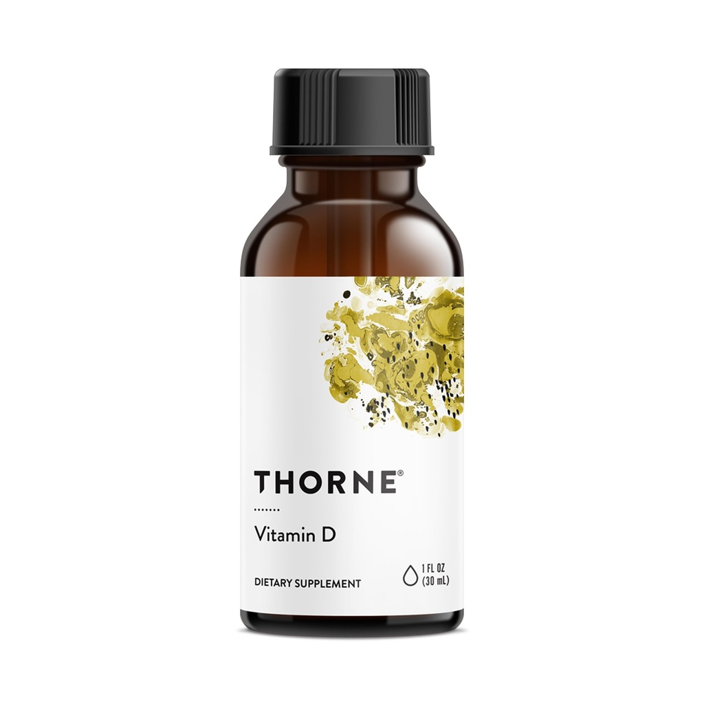 THORNE - Vitamin D Liquid - Vitamin D Supplement - Supports Healthy Bones and Muscles, Cardiovascular Health & Immune Function* - 1 Fl Oz (30 ml) - 600 Servings