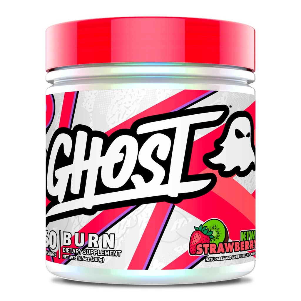 GHOST Burn Weight Management Powder, Kiwi Truskawka (60 Służenia) - Metabolizm i suplement wsparcia energetycznego dla mężczyzn i kobiet - Naturalna kofeina, L- Karnityna i L- Tyrozyna - Soy & Cugar- Free, Wegan