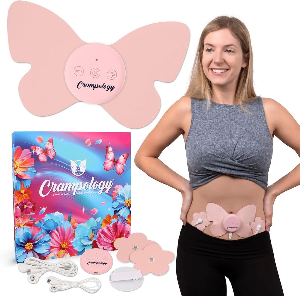 Relief Pink- Period Cramps Pain Relieving Device, Kramp Masager dla menstruacyjnej i dolnej części pleców Ache, Redukuje Endometriosis dyscomfort, PMS TENS Unit, bezprzewodowy lub przewodowy, Natural Cycle Support