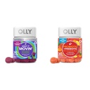 OLLY Zaparcia Relief Gummies z rabarbarem, Prunes, Amla & Probiotic + Prebiotyczne Gummies for Digestive Health, 500 Milion CFU, 30 Count