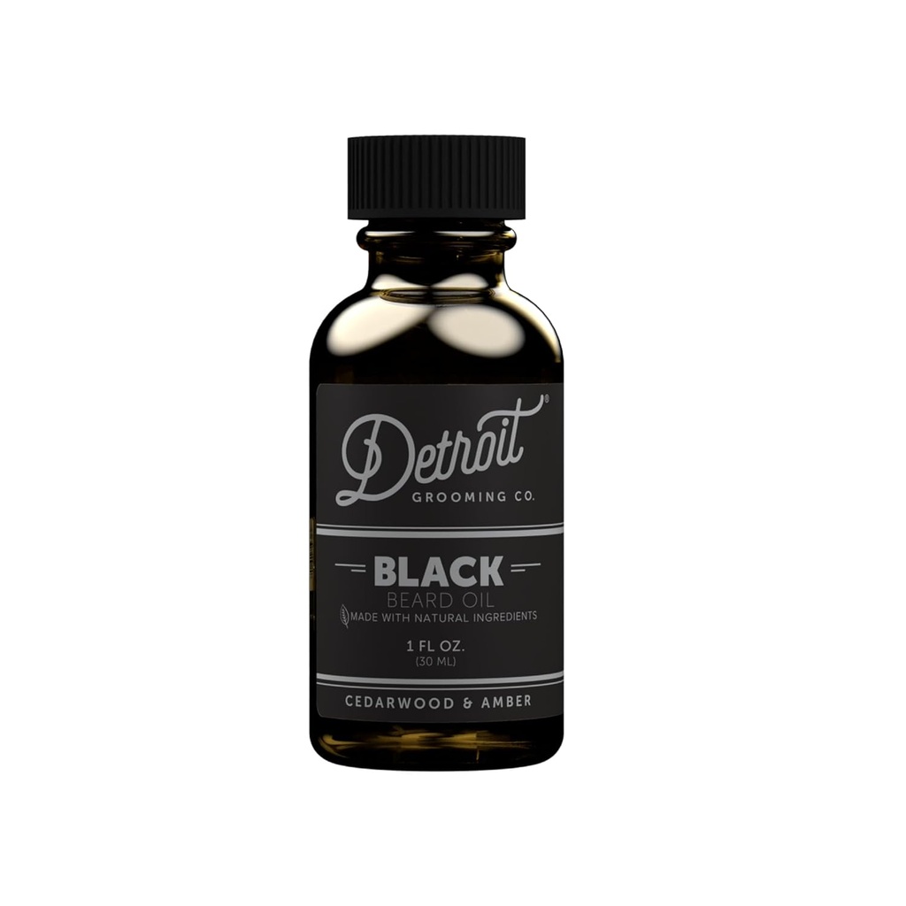 Detroit Grooming Beard Oil Beard 124; Hydrating & Nourishing Formula z witaminą 124; Cedarwood & Amber • Czarny (1 oz)