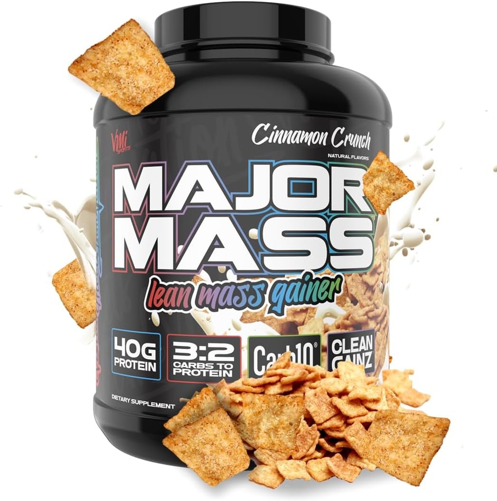 VMI Sports124; Major Mass Lean Mass Gainer 124; Mass Gainer Protein Powder for Muscle Gain Greain 124; Weight Gainer Protein Powder for Men Greater 124; Waga Gainer for Women (Cynamon Crunch, 4 Funty)