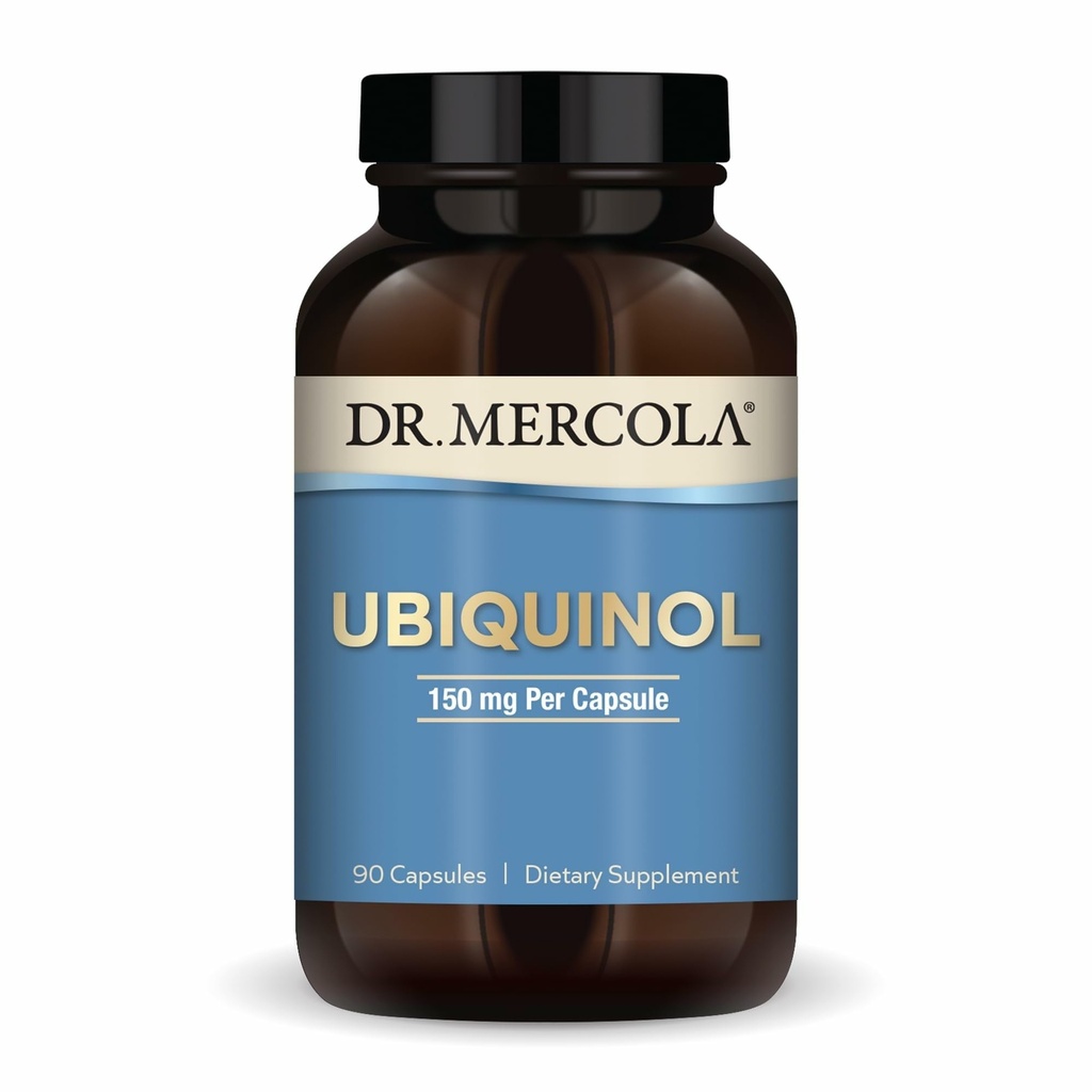 Dr Mercola Ubichinol - 150 mg Ubichinol - Wspomaga produkcję energii - Suplement przeciwutleniający - Nie-GMO, Gluten- Free & Soy- Free - 90 Kapsułki (90 Słupki)