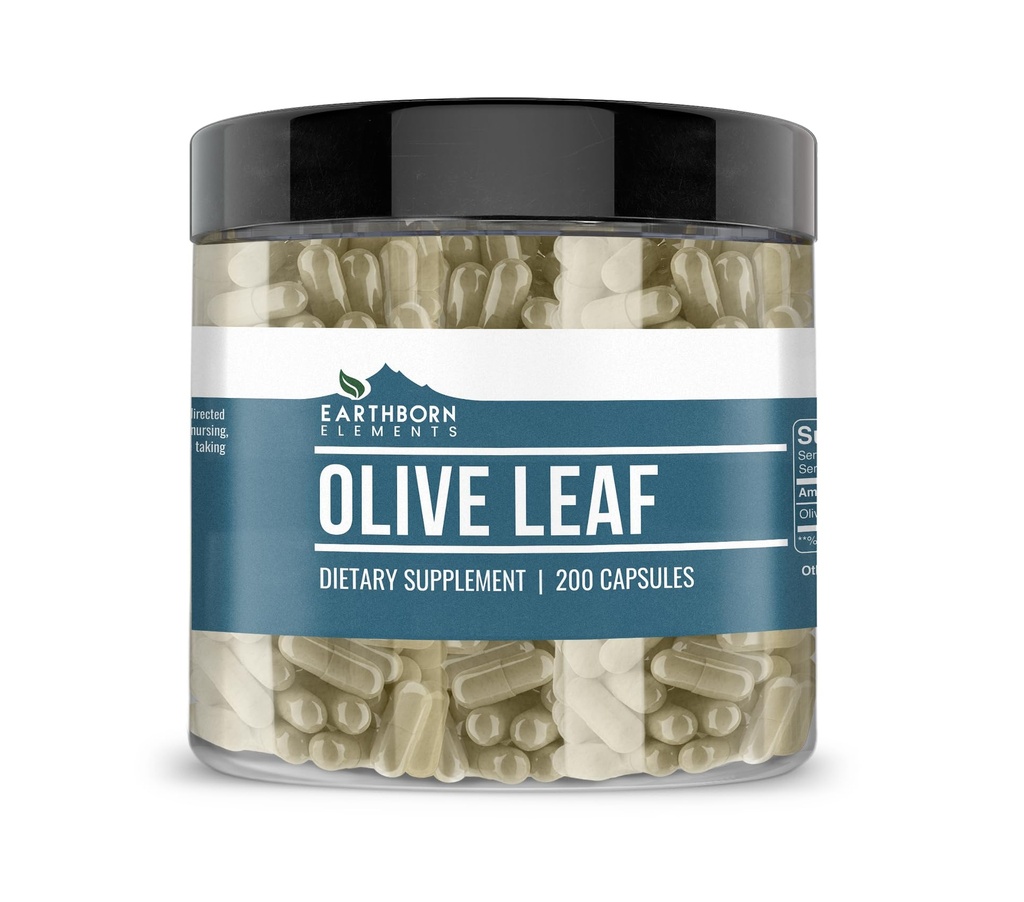 Earthborn Elements Olive Leaf Extract 200 Kapsułki, Czyste i nierozcieńczone, Brak dodatków