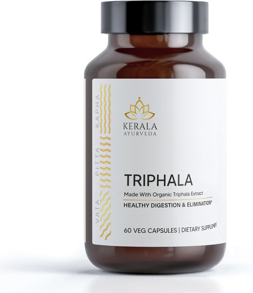 Kerala Ayurveda Triphala Kapsułki - 60 Hrabia 124; Ziołowa trawienie i wsparcie Colon 124; Przeciwutleniacz bogaty 124; Supports Total Body Wellness 124; System immunologiczny Support 124; Supports Cellular Odmładzanie