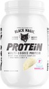 Czarne magiczne białko wieloźródłowe - Serwatka, Kazeina, Enzymy, & MCTs - Warsztaty przedpost - Keto, Low Sugar, Gluten Free - Francuski Vanilla - 24g Protein - 2 LB