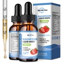 2 Opakowanie płynny glicynian magnezu krople z tauratu i cytratu, spokojny magnez z Omega3, L- Theanina, Potasu, Ashwagandha, Witamina do snu, Mięśnie, Immune Health, Cukier-Beztruskawkowy Flavor