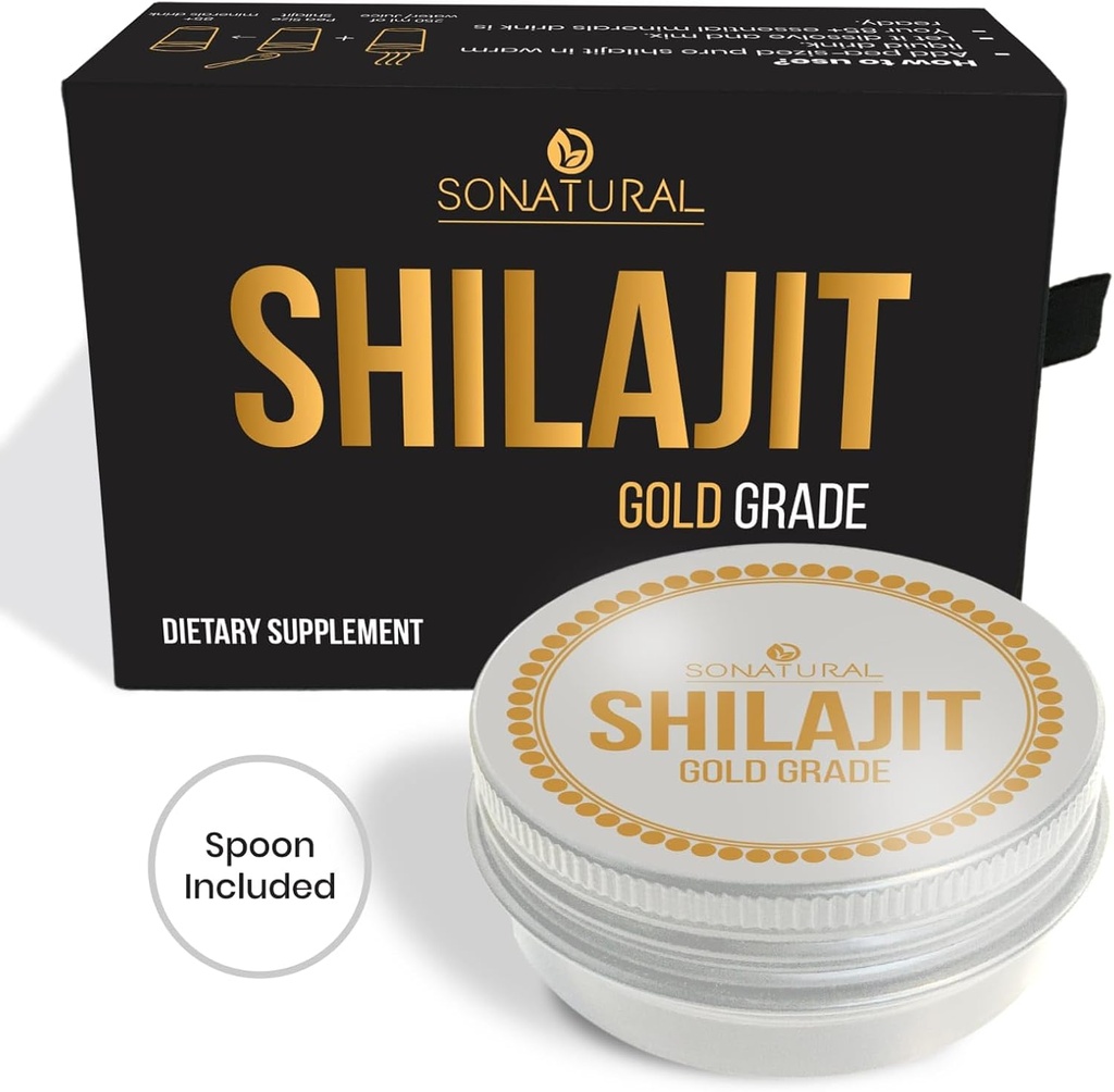 Sonatural Shilajit Pure Himalayan Organic - 30g Gold Grade 100% Pure Shilajit Resin with Fulvic Acid & 85 + Trace Minerals Complex for Energy & Immune Support, (2 miesiące dostaw)