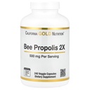 California Gold Nutrition Bee Propolis 2X Pottency, Concentrated Extract 500 mg, ekwiwalent 1000 mg Natural Propolis, Wsparcie immunologicznego zdrowia i witalności *, 240 Veggie kapsułki