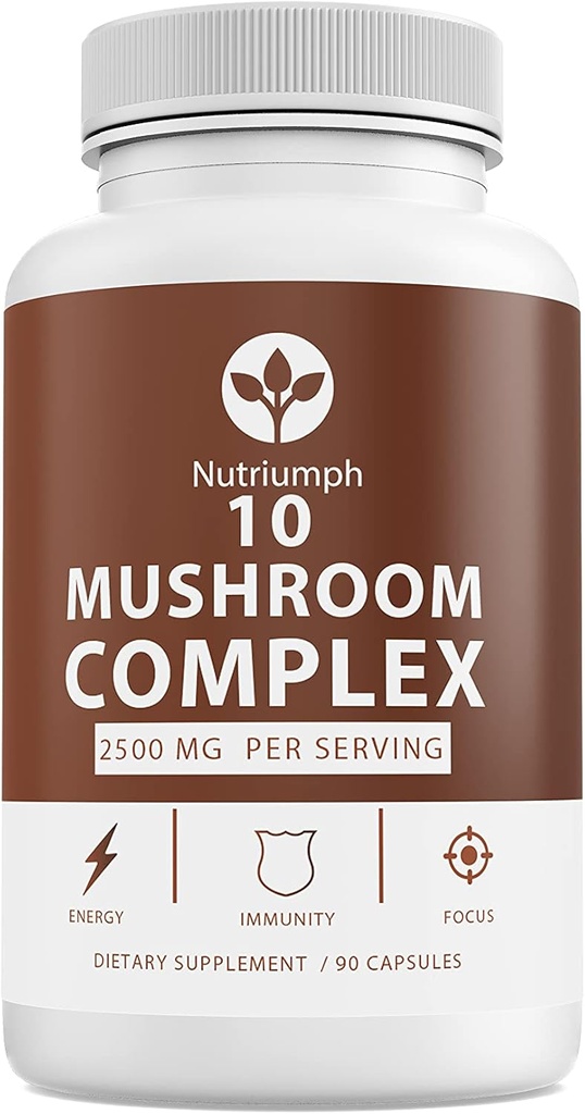 Mushroom Supplement 2500mg - 90 Kapsułki - 10 Mushroom Master Blend - Lions Mane Reishi Cordyceps Chaga Maitake, Shitake Turcja Grzyby z ogonem Dodatki Mushroom Complex Kapsułki