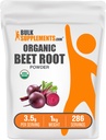 BulkSupplements.com Organic Beet Root Powder - Superfood Supplement, Beet Root Supplements - Vegan & Gluten Free, 3.5g na Serving, 1kg (Opakowanie po 5) (11 funtów)