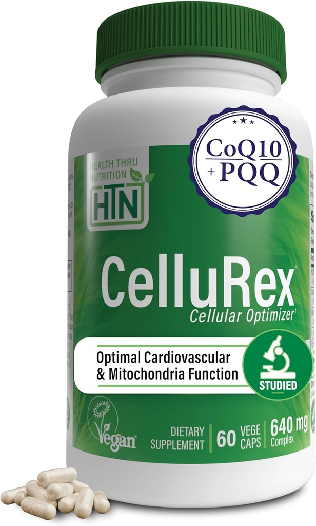 Zdrowie Thru Nutrition CoQ10 Plus PQQ i Red Spinach Xi124; Cellurex Xi124; Cellular Optimizer for Brain Circulation Energy and Mitochondria Function Support 124; Certified Vegan Xi124; Non-GMO (Opakowanie 60)