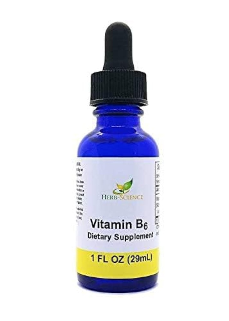 Płynna witamina B6 Dropy - Pyridoxine Extract Suplement diety do funkcji wsparcia mózgu, Immunitet, System nerwowy, Heart Health, Metabolizm - 500% DV, 36 Servings per Bottle - 1 fl. oz.