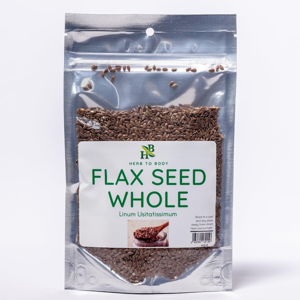 Herb to Body Flax Seed Whole Nex124; Linum Usitatissimum Nex124; Wildcrafted Nex124; 4oz