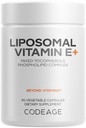 Codeage Liposomalna witamina E Suplement - Wszystkie witaminy E Tokoferole - 3-Miesięczne Dostawy - Alpha Tokoferole, Beta, Gamma i Delta - Liposomalne Mieszane Tokoferole - Non-GMO Fosfolipid - 90 Kapsułki