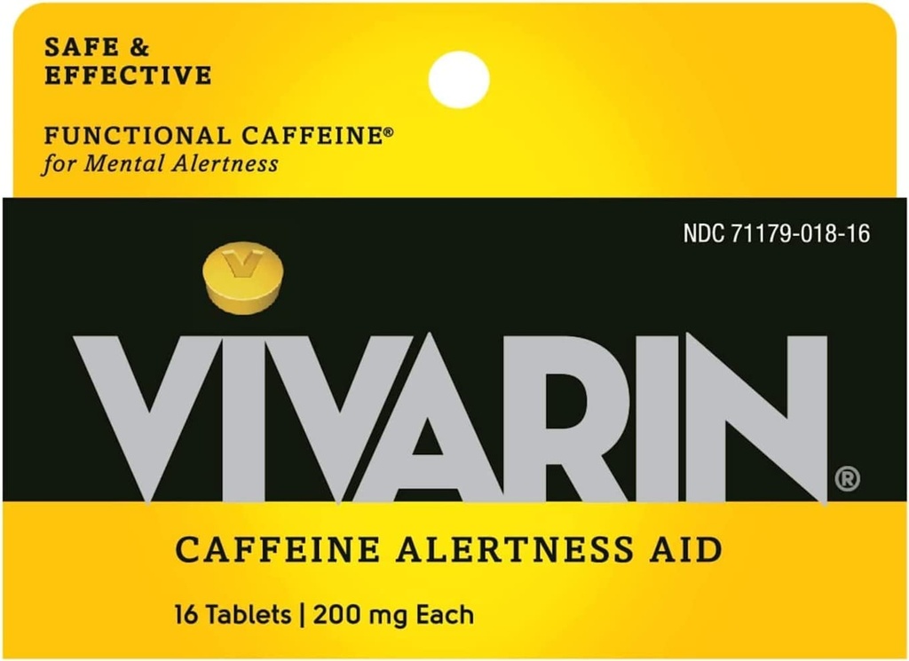 Vivarin, tabletki kofeinowe, 200 mg kofeina w każdej tabletce, Bezpiecznie i skutecznie pomaga Ci się obudzić, alertywność, suplement energetyczny, 16 tabletek - 5 opakowań