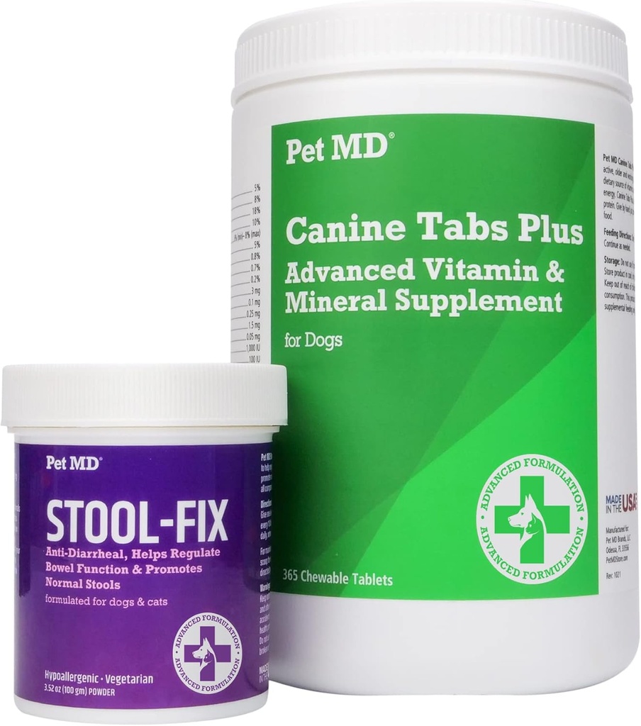 Zwierzęta MD Tabs psów Advanced Multivitamin & Stool Fix