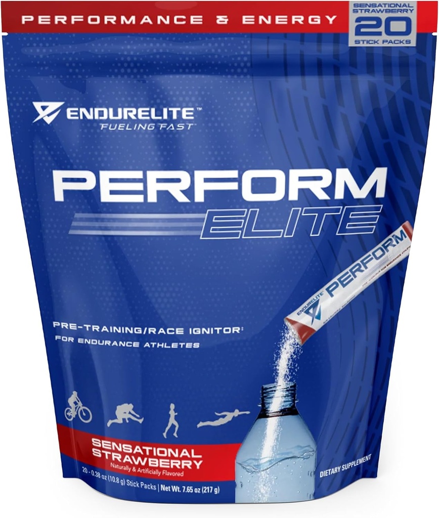 EndurElite Wykonaj Elite- Wstępny trening w proszku Suplement - Wstępne ćwiczenia dla sportowców Endurance - 20 Podawanie Bag- Sensacyjne truskawki
