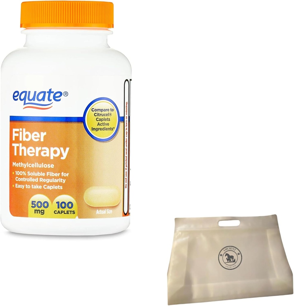 Równanie Fiber Therapy Metyloceluloza Fiber Cappets 500 mg 100 Count (Pack of 1) Paczka z Pouch żywności wielokrotnego użytku