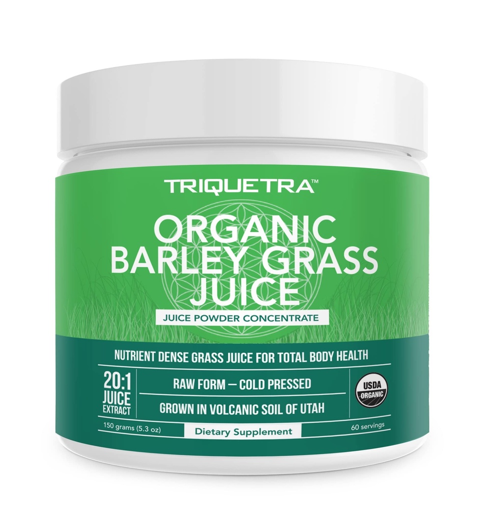 Organiczny proszek z trawy jęczmiennej - wyhodowany w glebie wulkanicznej Utah - Raw & BioActive Form, Cold- Pressed then CO2 Dried - Gluten Free, GMO Free, Vegan - Complements Wheatgrass Juice Powder - 5.3 oz