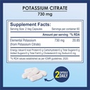 Cytrynian potasu 730mg Suplement, Wspiera funkcje nerek i zdrowe mięśnie - 120 Kapsułki roślinne