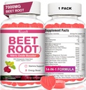 Gumie korzeniowe buraków - Gumie z tlenkiem azotu do wspomagania cyrkulacji, produkcja tlenku azotu - z ziarnem winogronowym, Hawthorn Berry, Hibiscus, Organic, Non-GMO, 60 Gummies