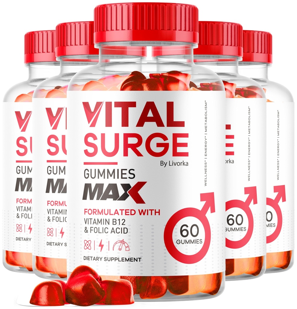 (5 pack) Vital Surge MAX, VitalSurge Gummies MAX for Men Support, 1050 MG Advanced Max Strength Formula, VitalSurge MAX Mężczyzna Performance, Vital SurgeMAX Mens Gummies