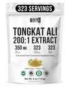 WHYZ Tongkat Ali Proszek 113g, Pure Longjack 200: 1 Wyciąg Eurycoma Longifolia Suplement proszek dla zwiększonej sprawności fizycznej i Well- Being, Longjack Tongkat Ali dla mężczyzn i kobiet, 323 Sługi