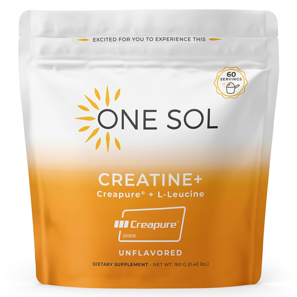 Jeden Sol Kreatyna dla kobiet, Wszystkie naturalne kobiety Kreatyna proszek w kreapure & leucyna, Zwiększenie Lean Muscle Mass, Redukcja czasu regeneracji, Promotes Brain & Bone Health (Unflavored, 60 Sług)